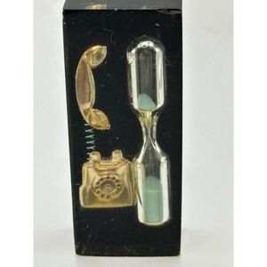 Vintage Plastic Desk Novelty-mini Rotary Telephone-& Hourglass Timer Retro Decor